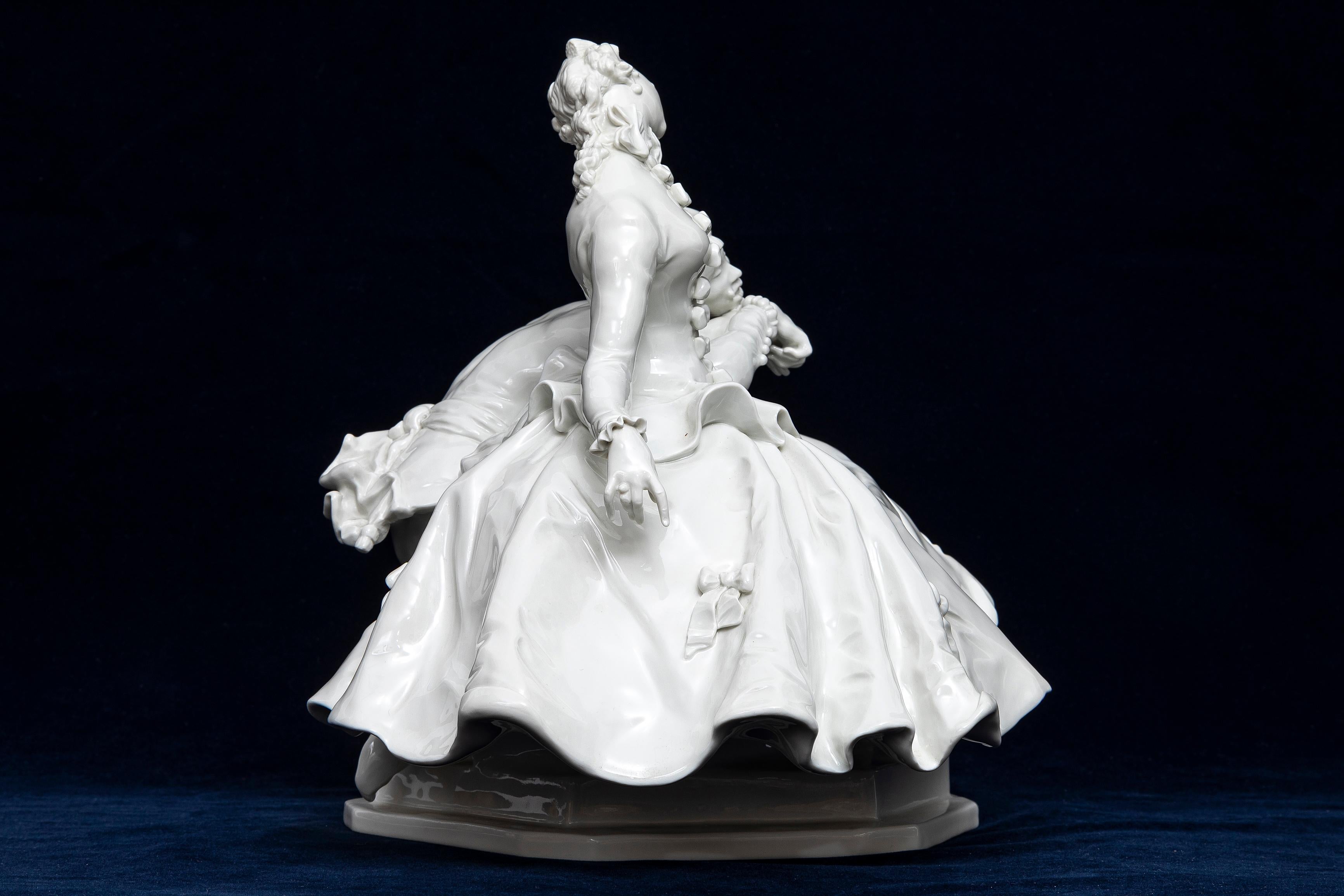 A 20th C. Meissen Blanc de Chine Porcelain Figural Couple, Lady and Man For Sale 1