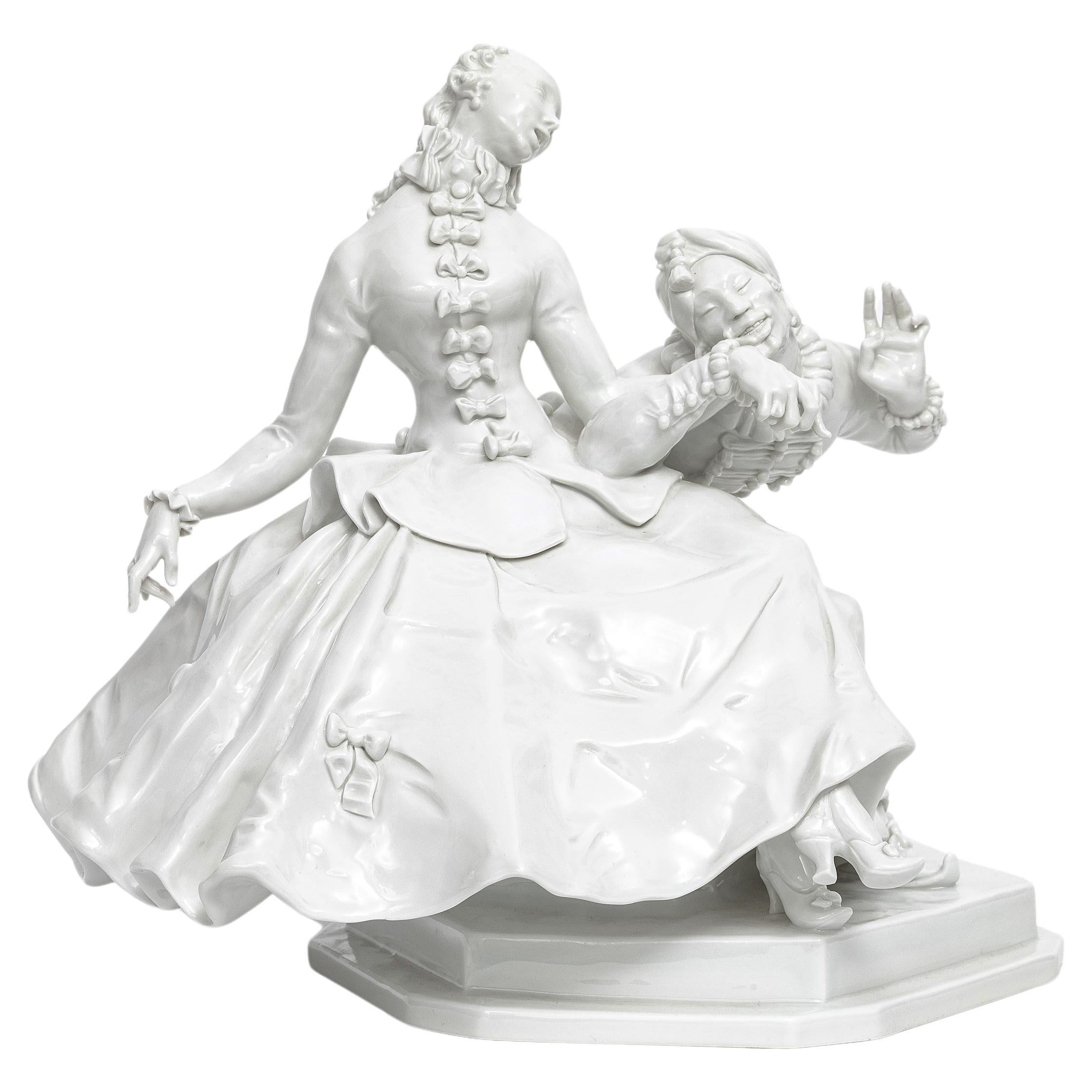 Meissen Blanc de Chine Porzellan des 20. Jahrhunderts, Figurales Paar, Dame und Mann, Meissen