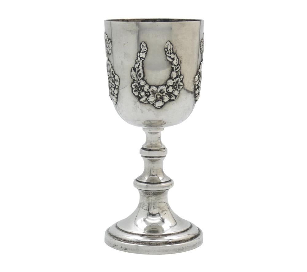 Embossed A 20th Century American Silver Kiddush Goblet For Sale