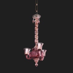 A 20th Century Amethyst Purple Three Arm Chandelier by Venini