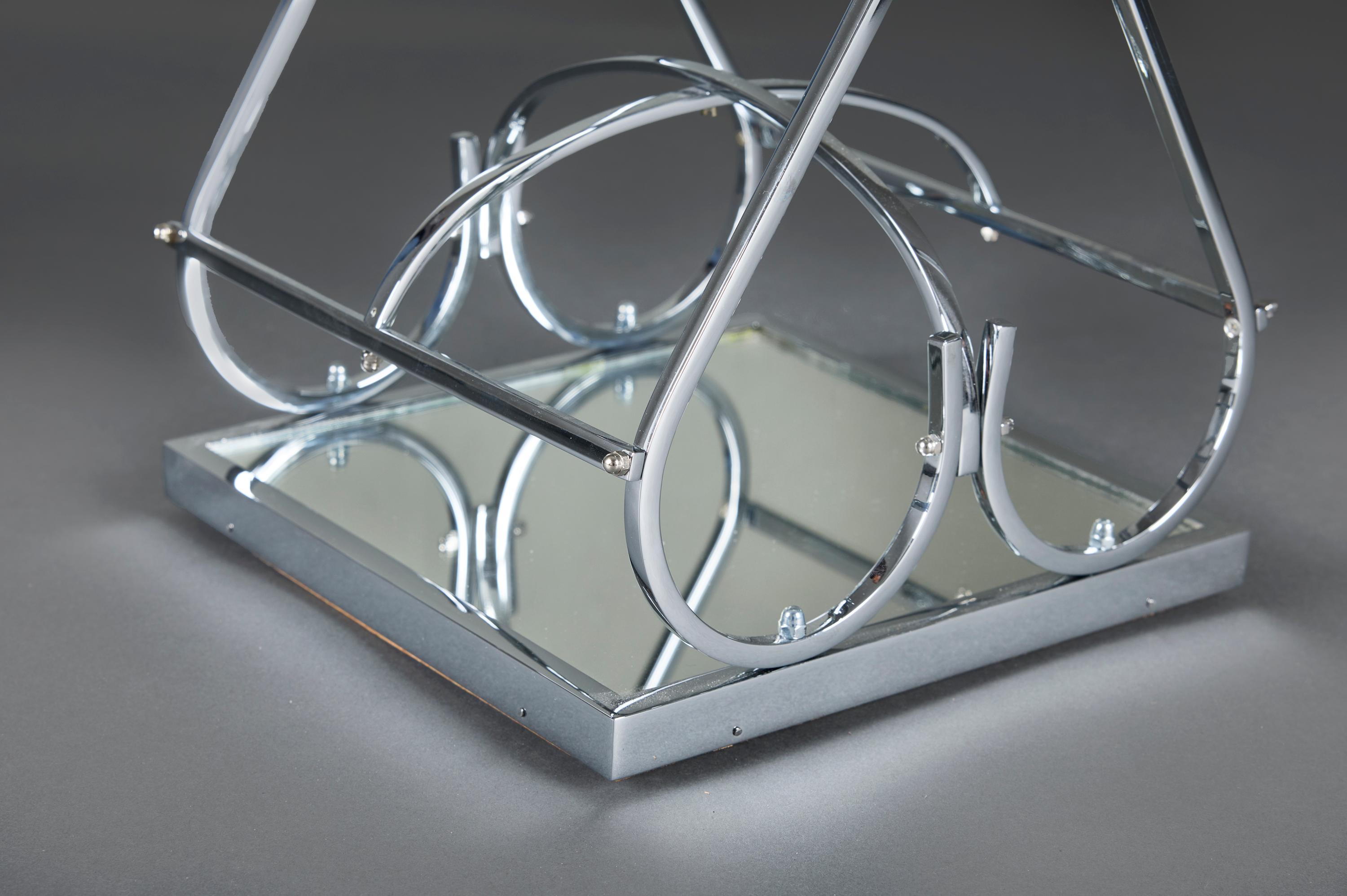 Mirror A 20th Century Art Deco Jacques Adnet Chrome Bottle Carrier For Sale