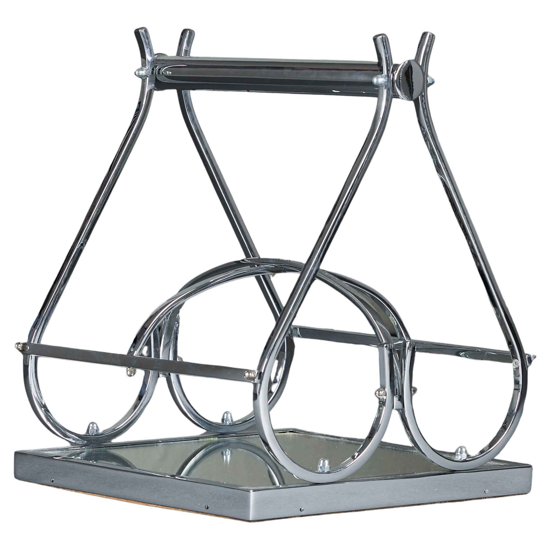 A 20th Century Art Deco Jacques Adnet Chrome Bottle Carrier For Sale