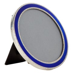 20th Century Art Deco Royal Blue Enamel Frame Marked Sterling Circa 1920