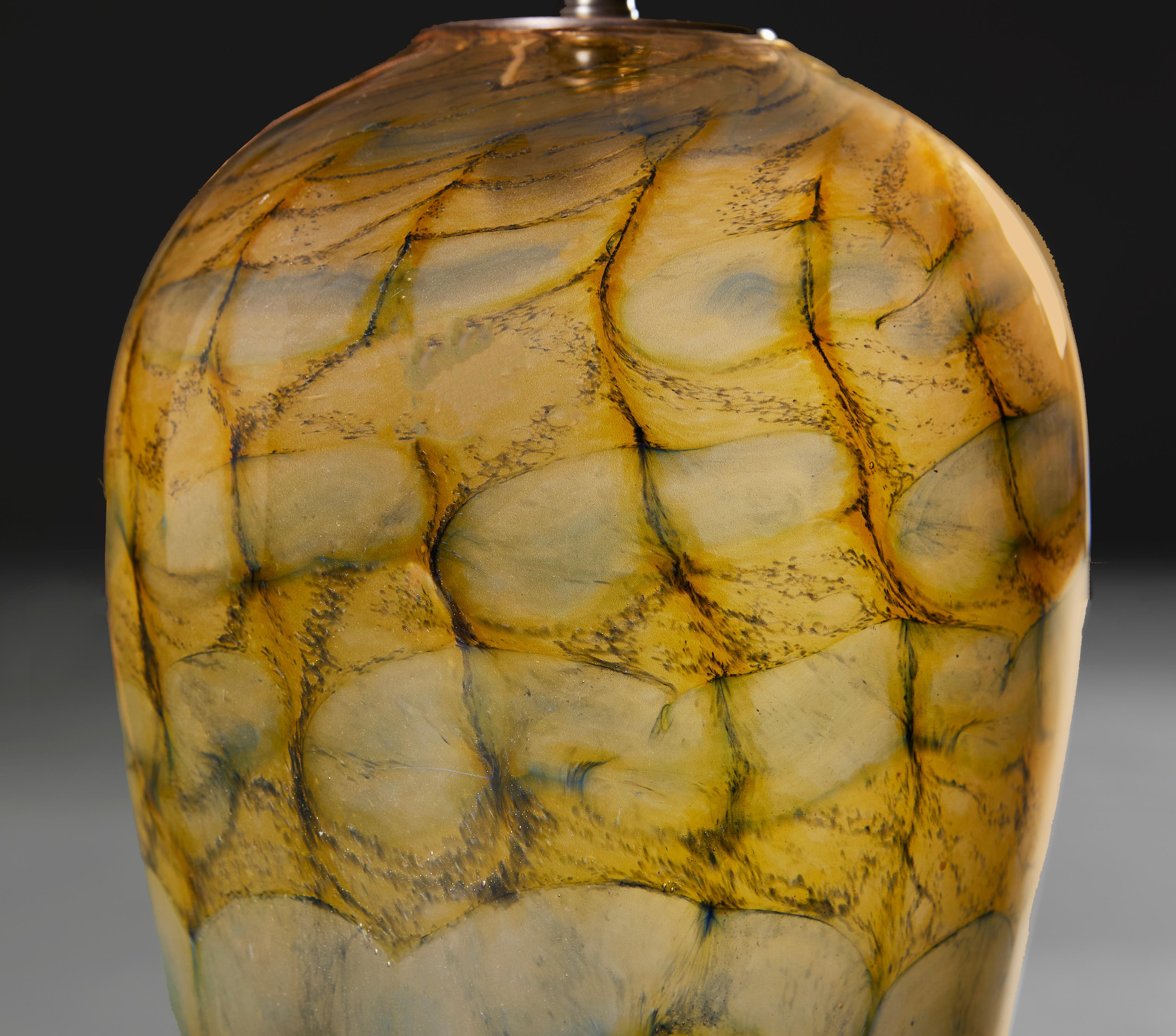 A 20th Century Art Glass Hand Blown Marbling Vase as a Lamp In Good Condition In London, GB