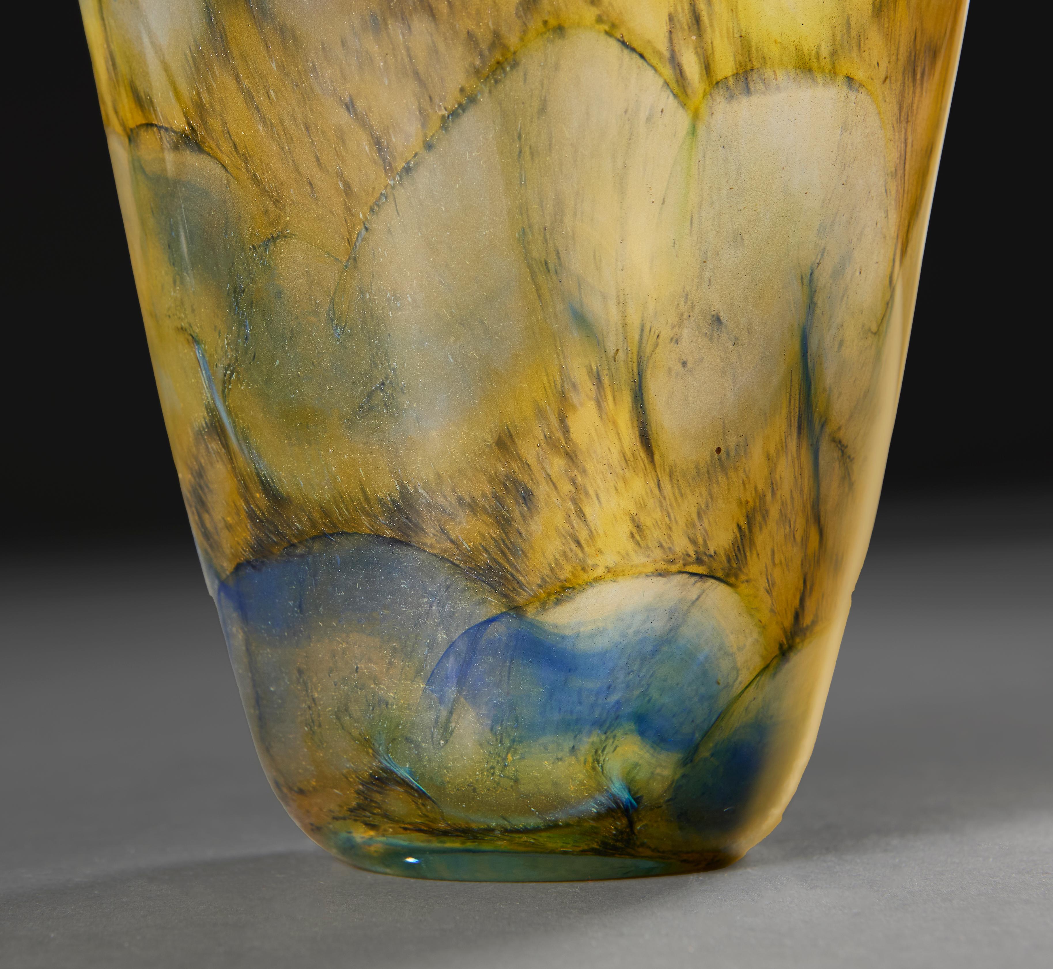 A 20th Century Art Glass Hand Blown Marbling Vase as a Lamp 1