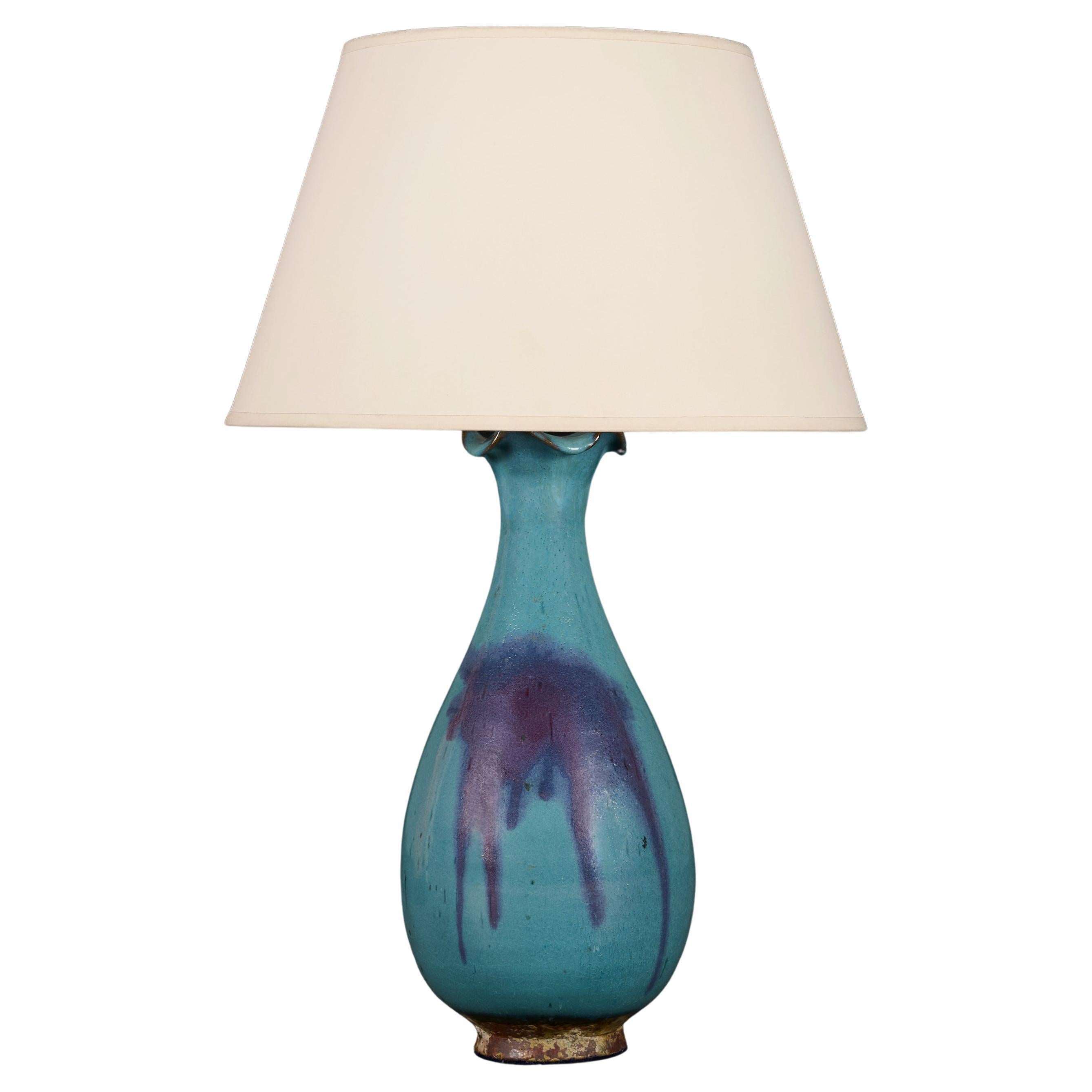 A 20th Century Blue Chinese Jun Ware Vase as a Lamp
