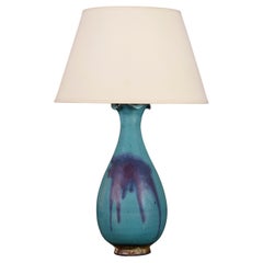 A 20th Century Blue Chinese Jun Ware Vase as a Lamp
