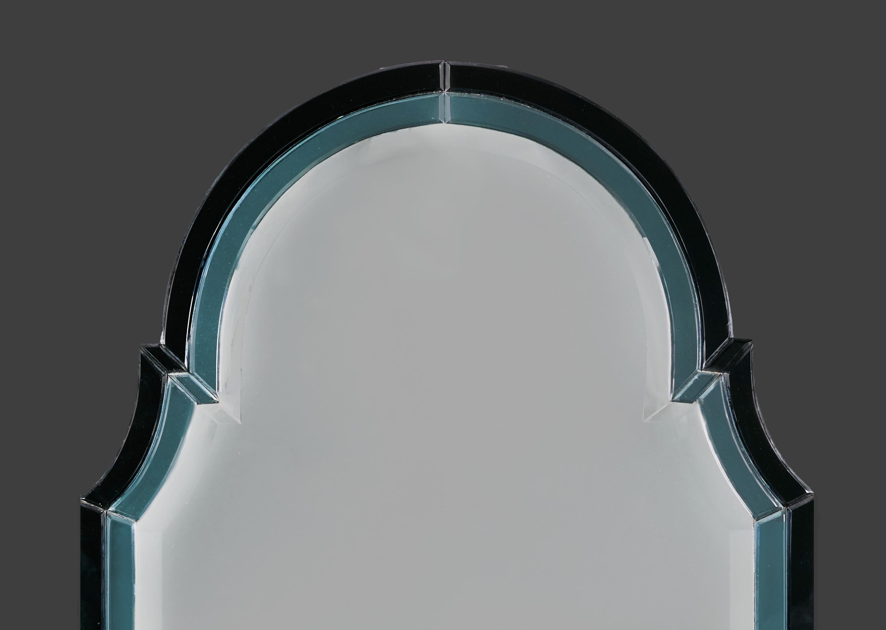 Art déco Miroir en arc Art Deco bleu et gris du 20e siècle en vente