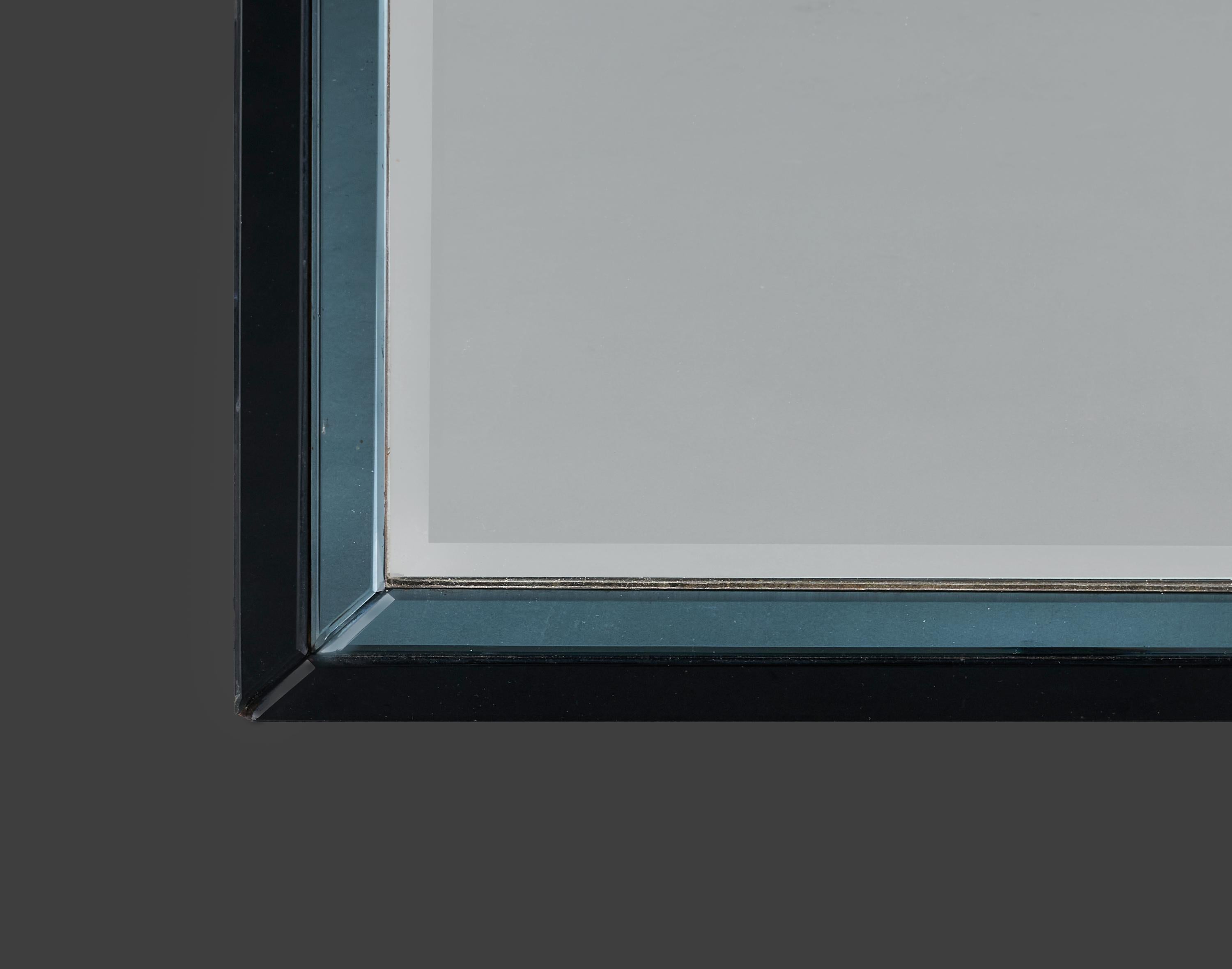 Miroir en arc Art Deco bleu et gris du 20e siècle Bon état - En vente à London, GB