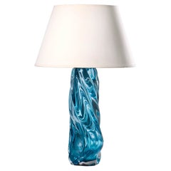 A 20th Century Blue Twisted Murano Glass Table Lamp
