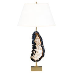 A 20th Century Brass and Agate Lamp by Willy Daro