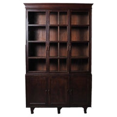 Antique 20th Century British Colonial Bookcase with Bottom Storage