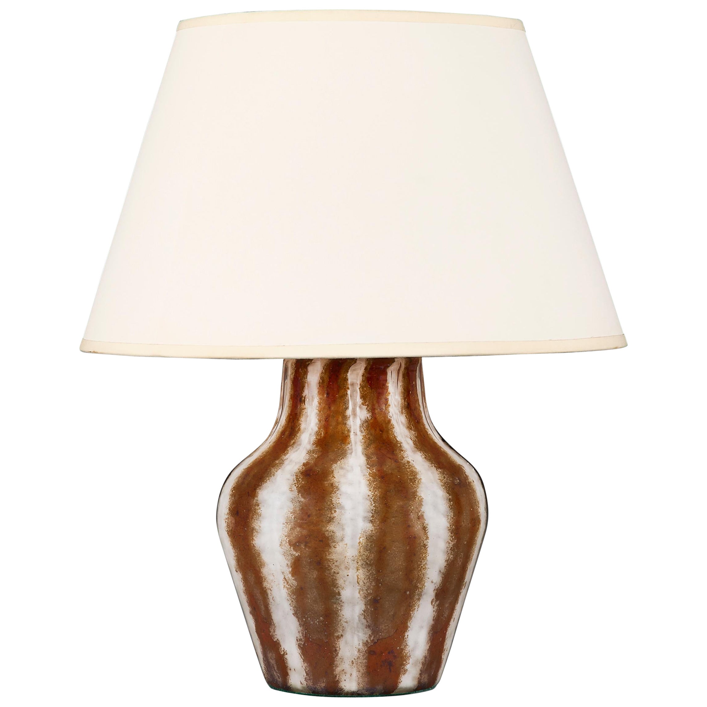 Lampada in vetro di Murano a righe bianche e marroni del XX secolo in vendita