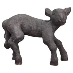 Vintage A 20th Century Carved Oak Lamb