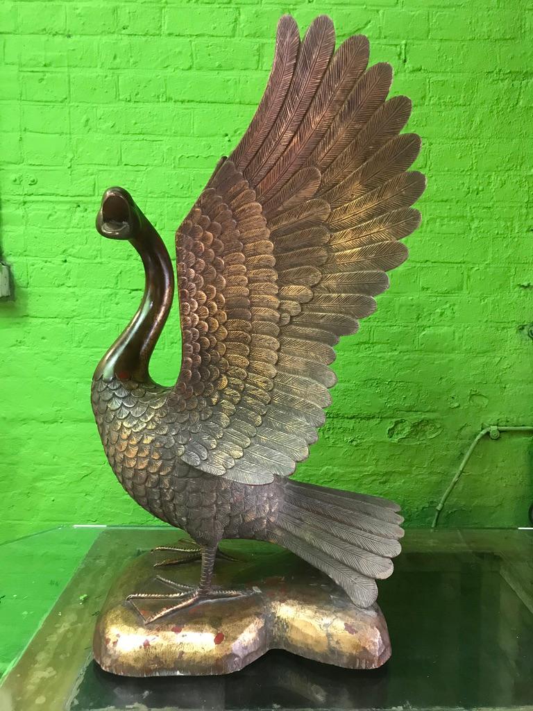 French 20th Century Carved Wooden Swan For Sale