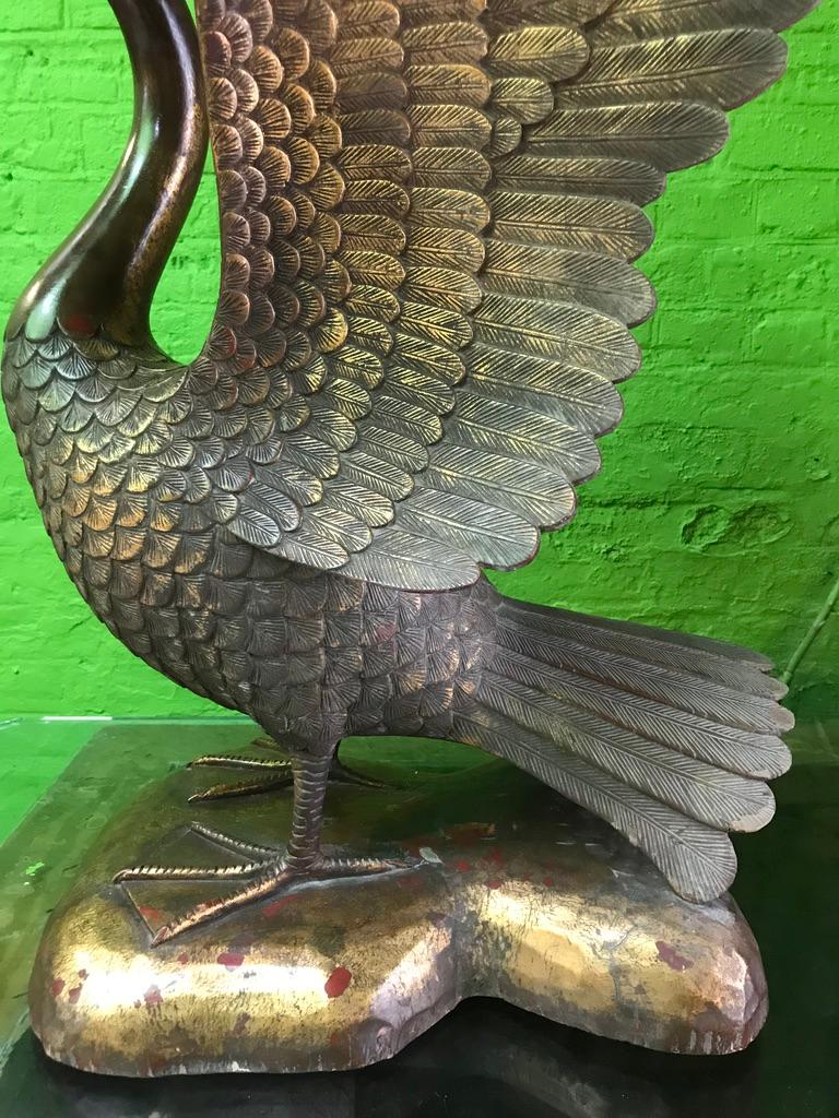 Giltwood 20th Century Carved Wooden Swan For Sale