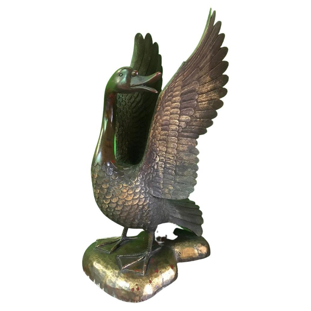 20th Century Carved Wooden Swan For Sale