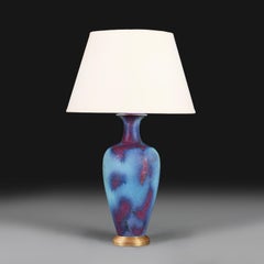 A 20th Century Chinese Blue and Purple Junware Pottery Lamp