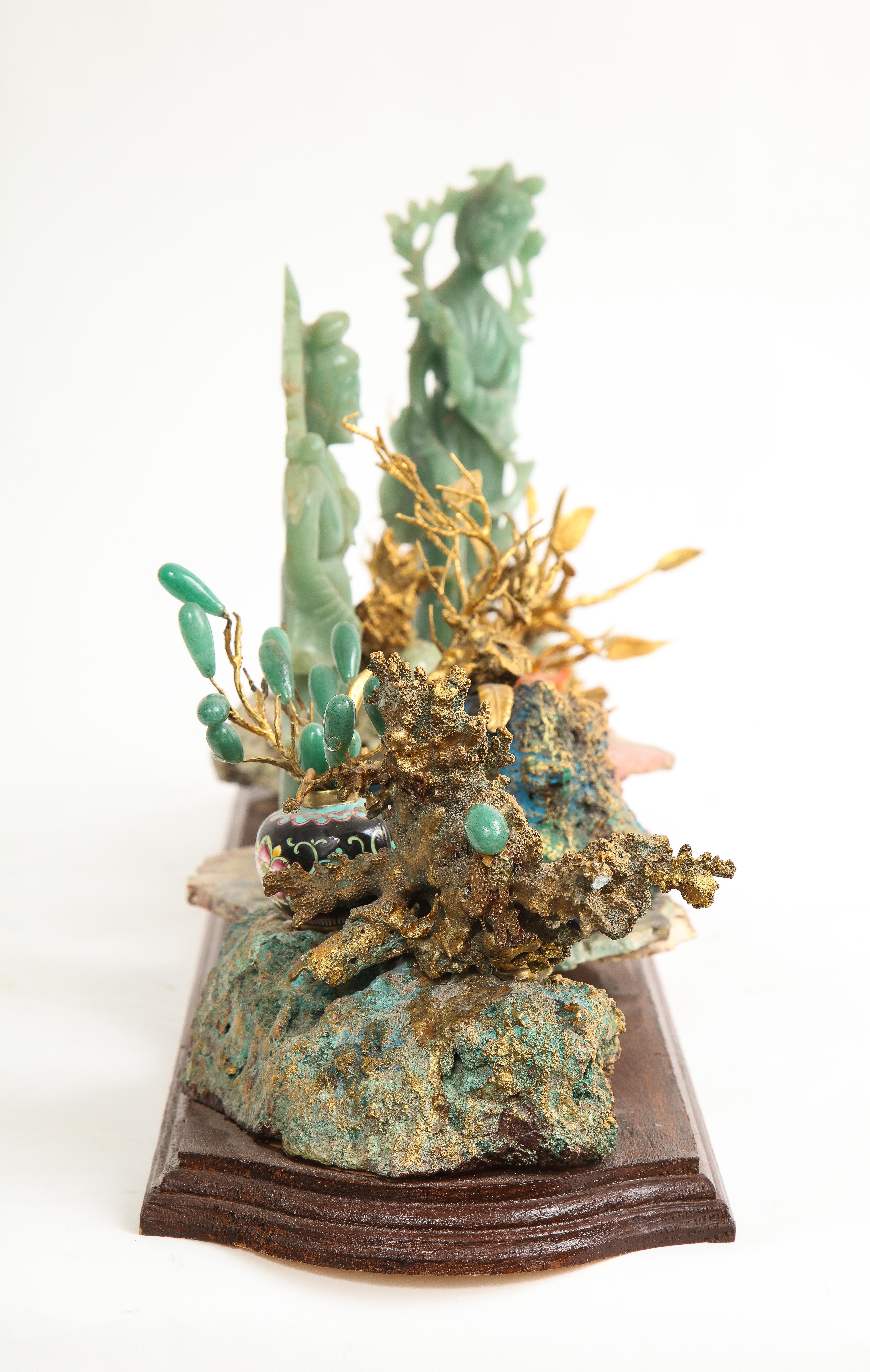 20th Century Chinese Jade, Cloisonné, & Gilt Metal Desk Accessory/Sculpture For Sale 7