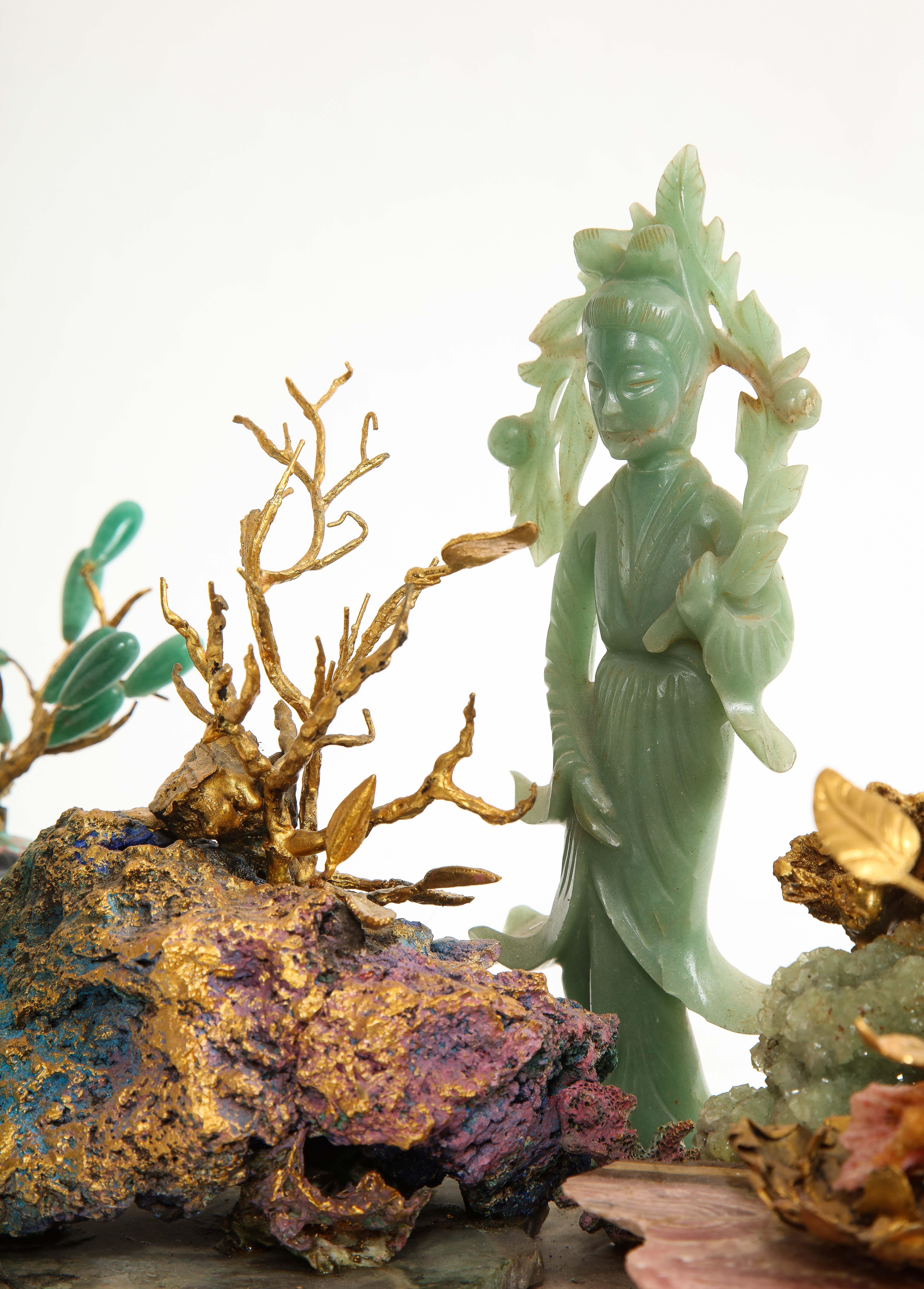 Chinesisches Schreibtisch-Accessoire/Skulptur aus Jade, Cloisonné und vergoldetem Metall des 20. Jahrhunderts im Angebot 9