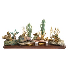 20th Century Chinese Jade, Cloisonné, & Gilt Metal Desk Accessory/Sculpture