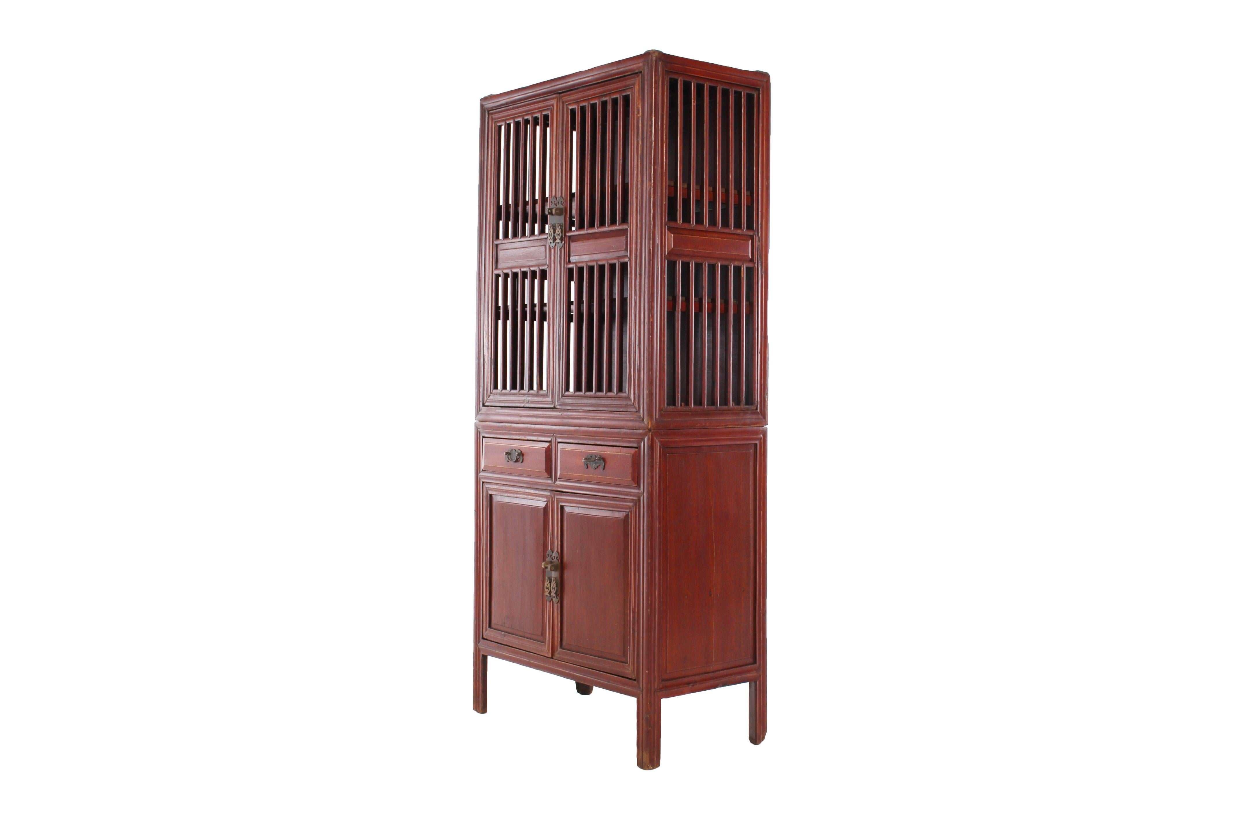 A Chinese Kitchen cabinet with two drawers and original patina.
 
