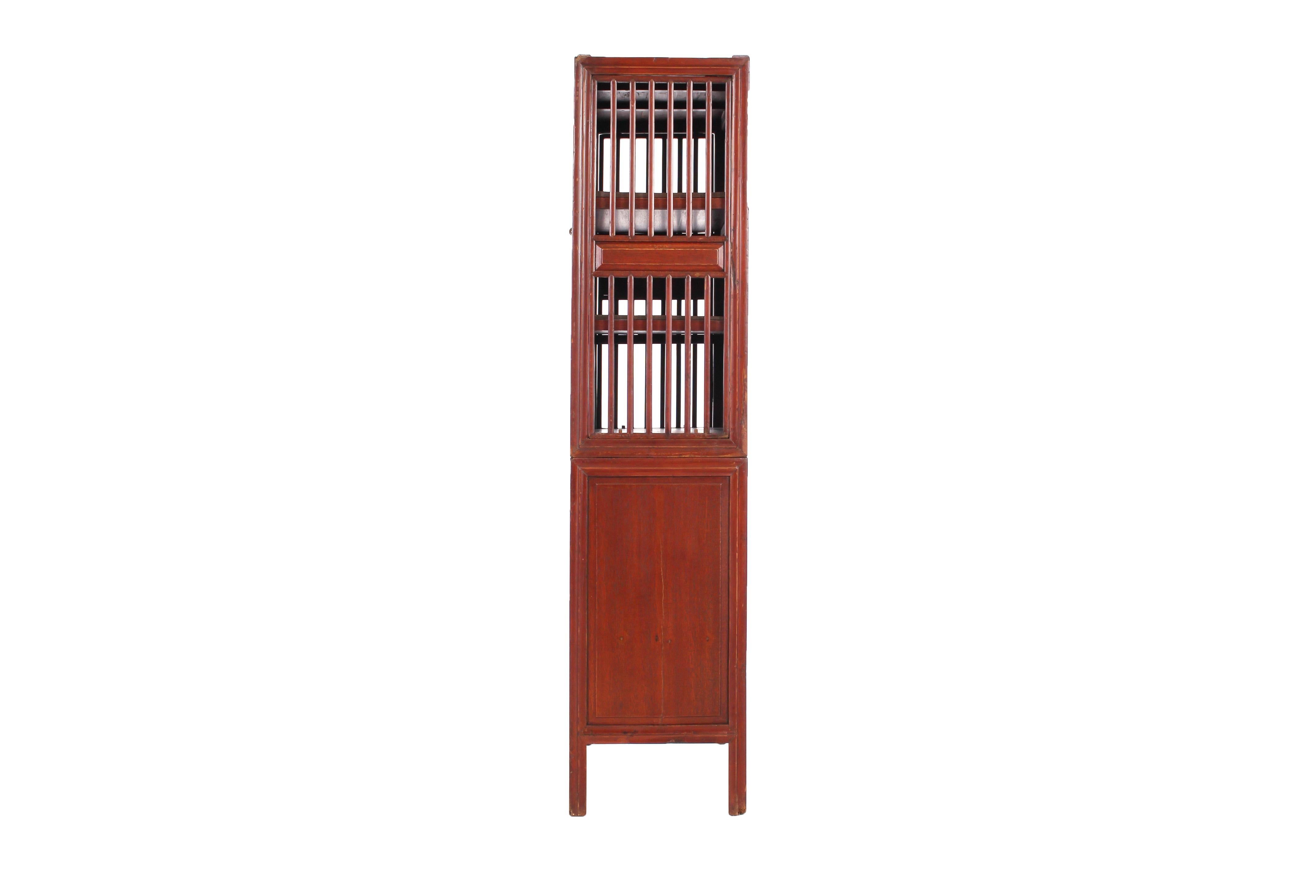 20th Century Chinese Kitchen Cabinet with Lattice Panel Doors 1