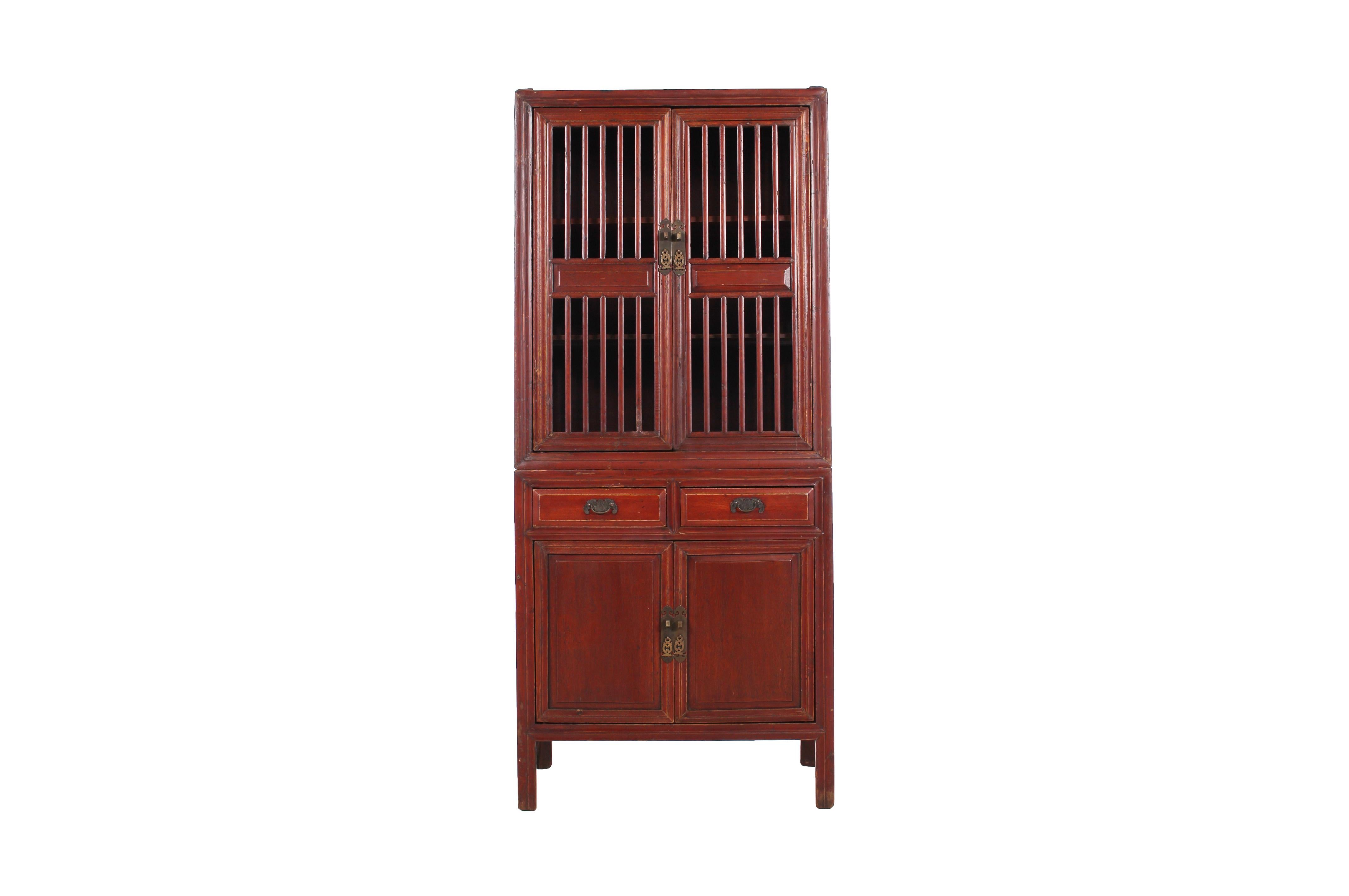 20th Century Chinese Kitchen Cabinet with Lattice Panel Doors 2