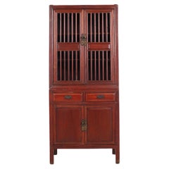 20th Century Chinese Kitchen Cabinet with Lattice Panel Doors