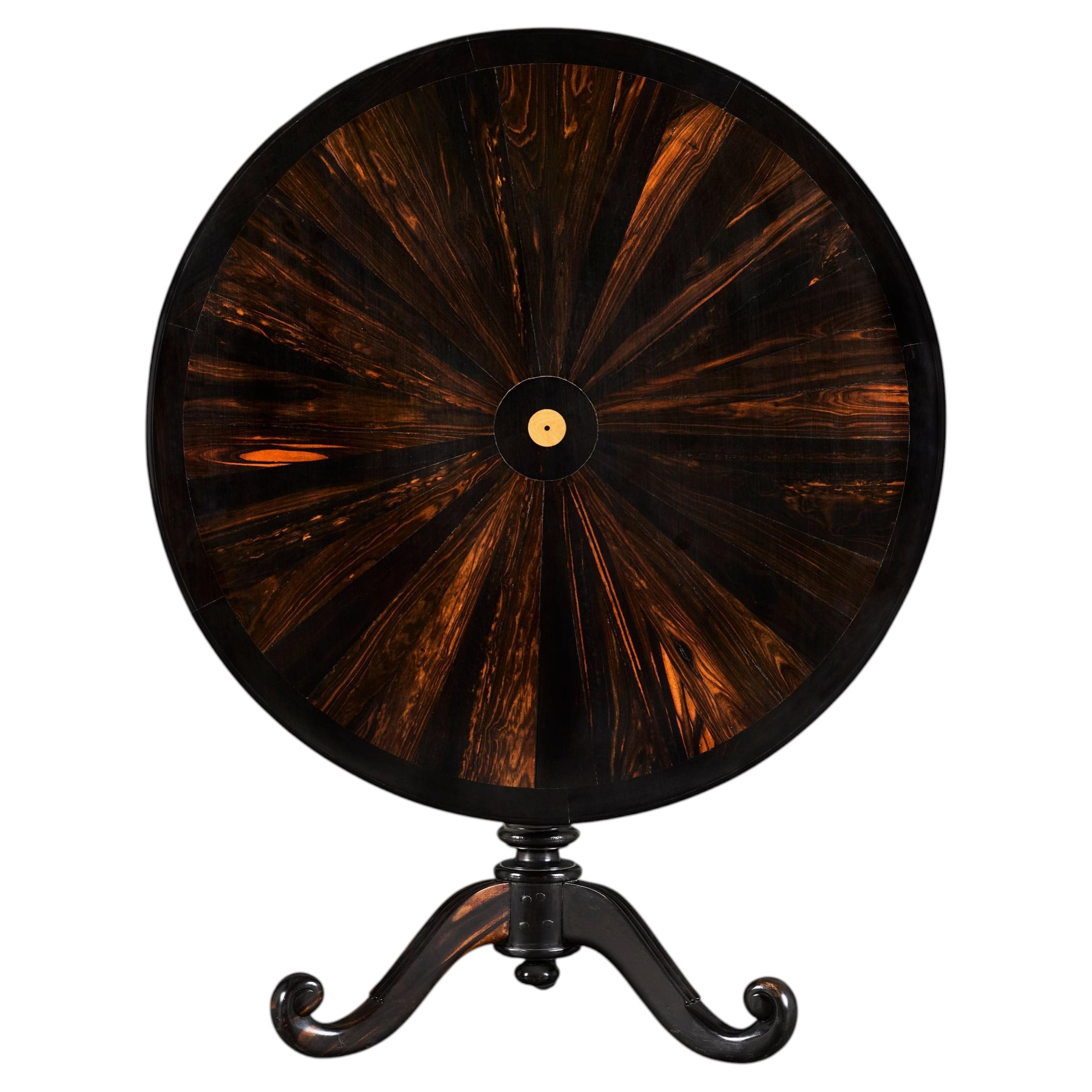 A 20th Century Ebony Anglo-Sinhalese Circular Ebony Centre Table