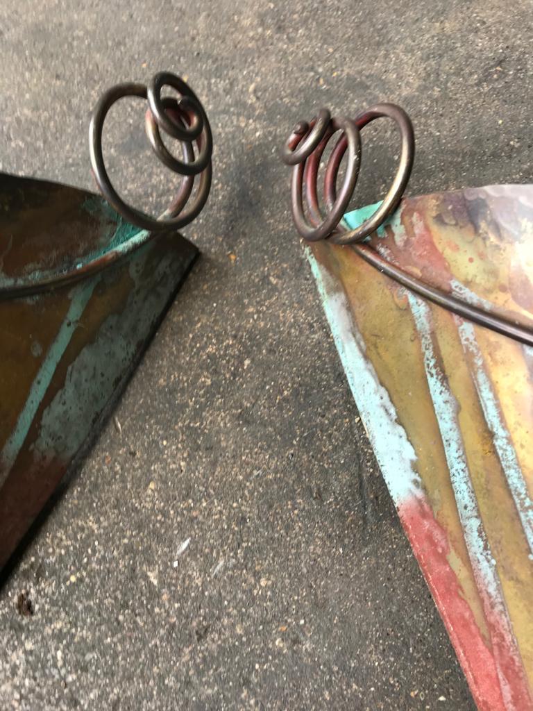 20th Century English Pair of Copper Hammered Wall Lights For Sale 1