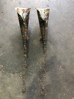 20th Century English Pair of Copper Hammered Wall Torches