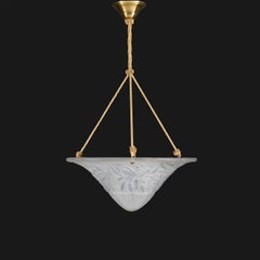 A 20th Century French Art Deco Frosted Glass Plafonnier or Dish Light
