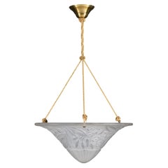 A 20th Century French Art Deco Frosted Glass Plafonnier or Dish Light