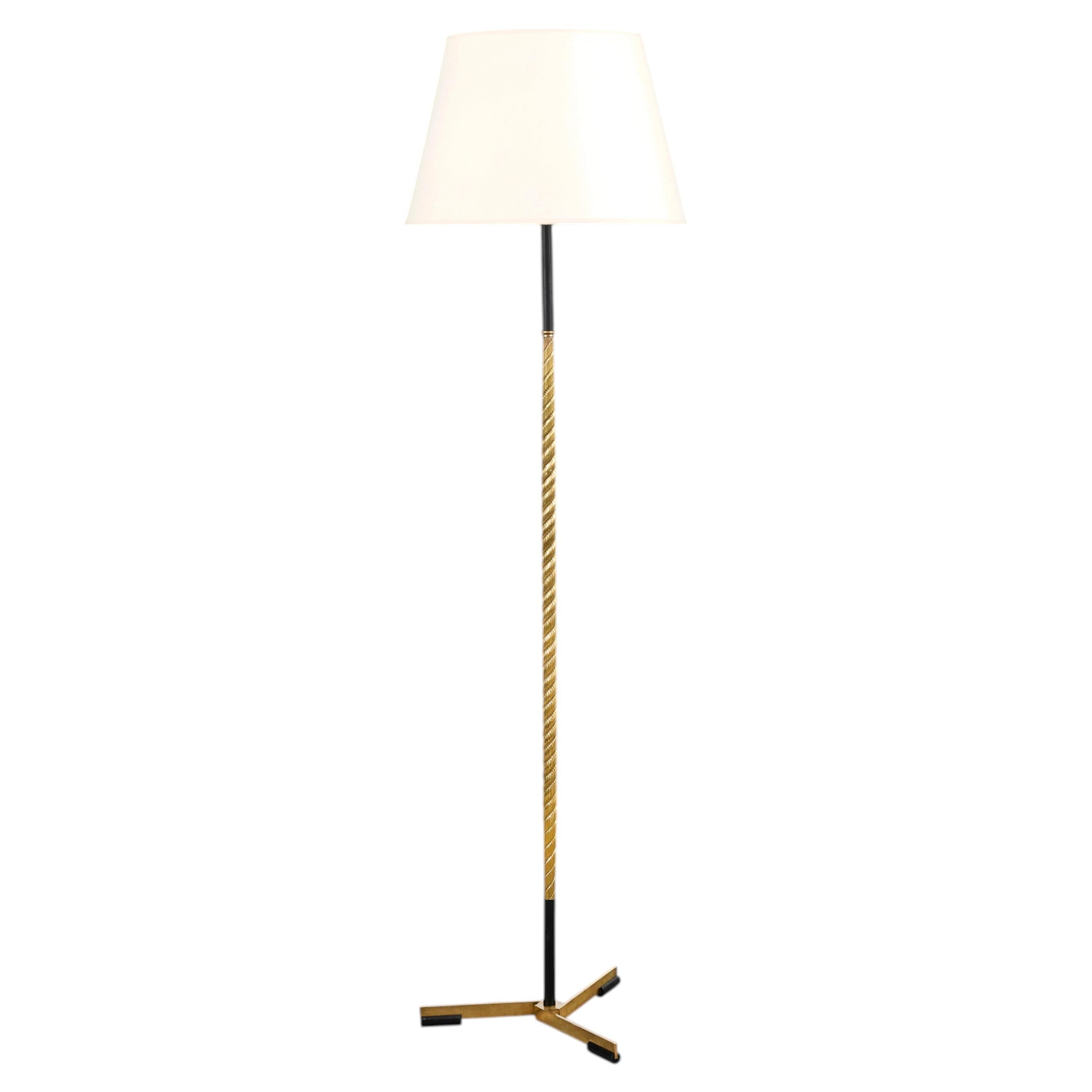 A 20th Century French Brass Rope Twist Floor Lamp