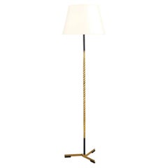 A 20th Century French Brass Rope Twist Floor Lamp