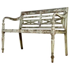 20th Century French Cream - White Painted Garden Bench