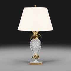 A 20th Century French Cut Glass and Brass Pineapple Lamp