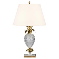 A 20th Century French Cut Glass and Brass Pineapple Lamp
