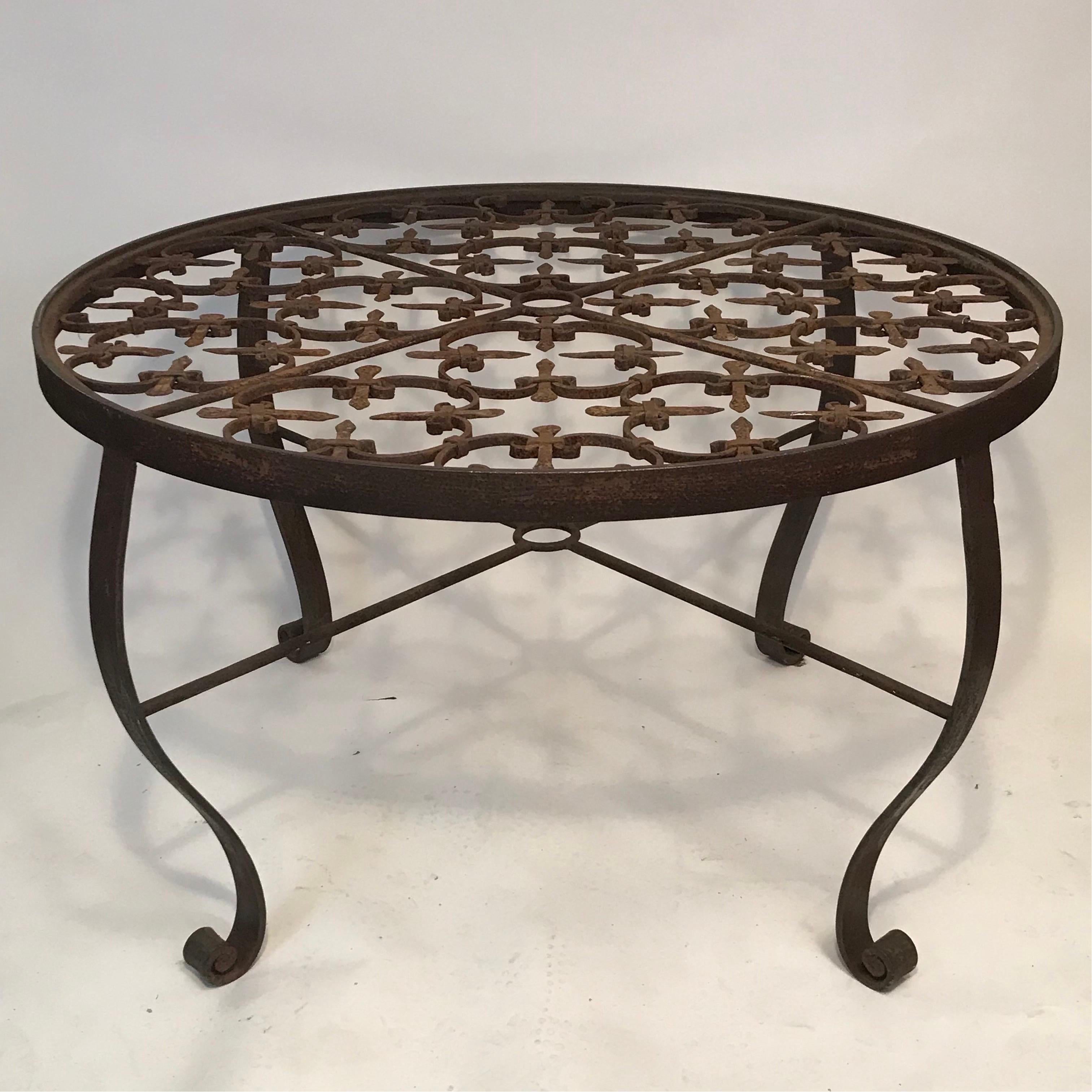 Country A 20th Century French Gate Repurposed into a Contemporary Iron Garden Table 