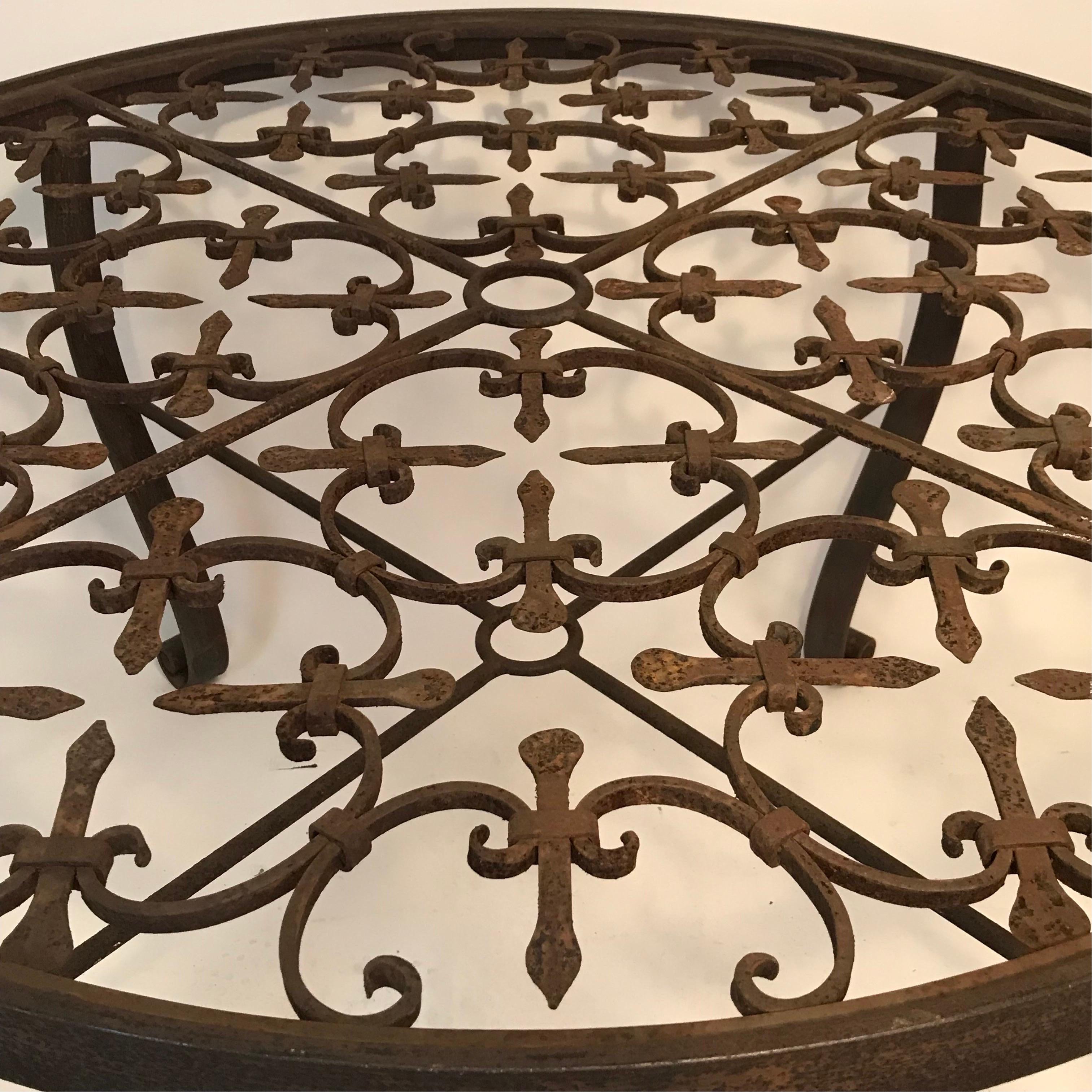 Hand-Crafted A 20th Century French Gate Repurposed into a Contemporary Iron Garden Table 