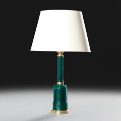 A 20th Century French Green Glass Column Lamp
