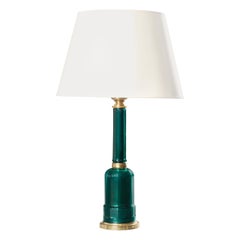 A 20th Century French Green Glass Column Lamp