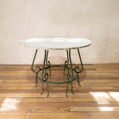 20th Century French Iron and Marble “Orangerie” Centre, Garden Table