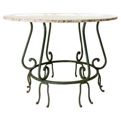 20th Century French Iron and Marble “Orangerie” Centre, Garden Table