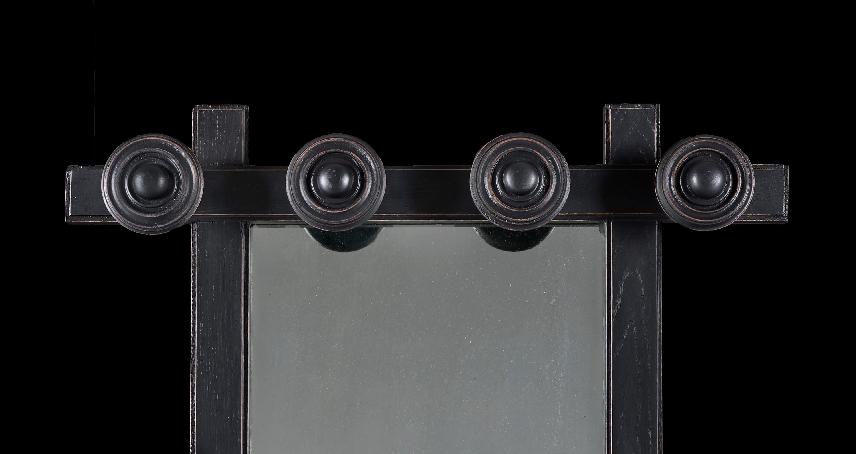 Wood A 20th Century French Modernist Ebonised Mirror For Sale