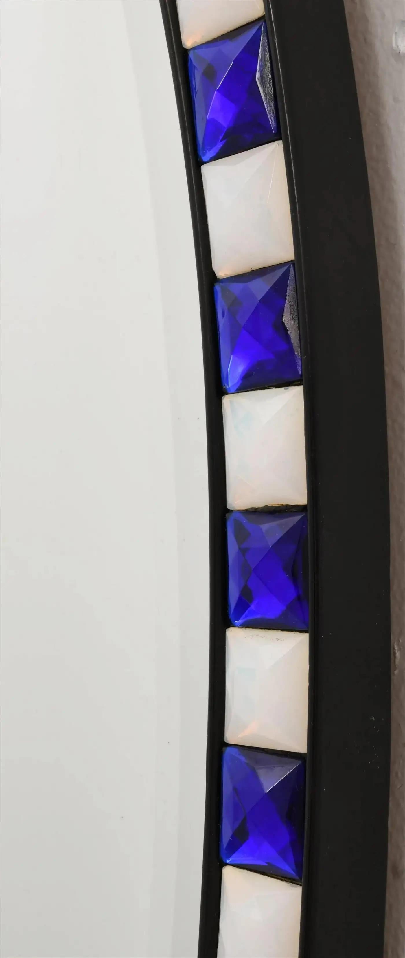 Espejo ovalado blanco y azul de estilo georgiano del siglo XX Georgiano en venta