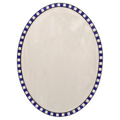 A 20th Century Georgian Style White and Blue Oval Mirror