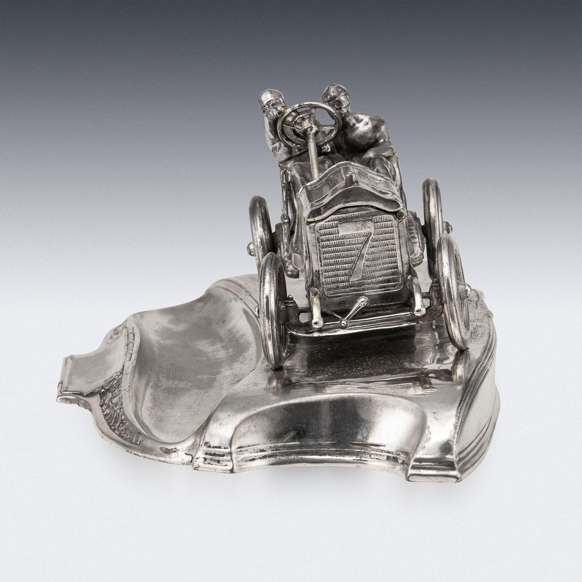 Mid-20th Century A 20th Century German Silver Plated Novelty Racing Car Inkwell c.1930