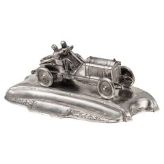 A 20th Century German Silver Plated Novelty Racing Car Inkwell c.1930